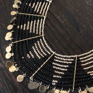 Black and gold tribal statement necklace